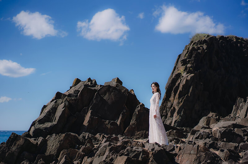 京都和装前撮り・フォトウェディングのロケーション　立岩