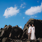 京都和装前撮り・フォトウェディングのロケーション　立岩