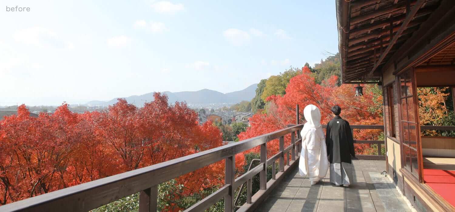 京都和装前撮り・フォトウェディングの写真補正前の写真