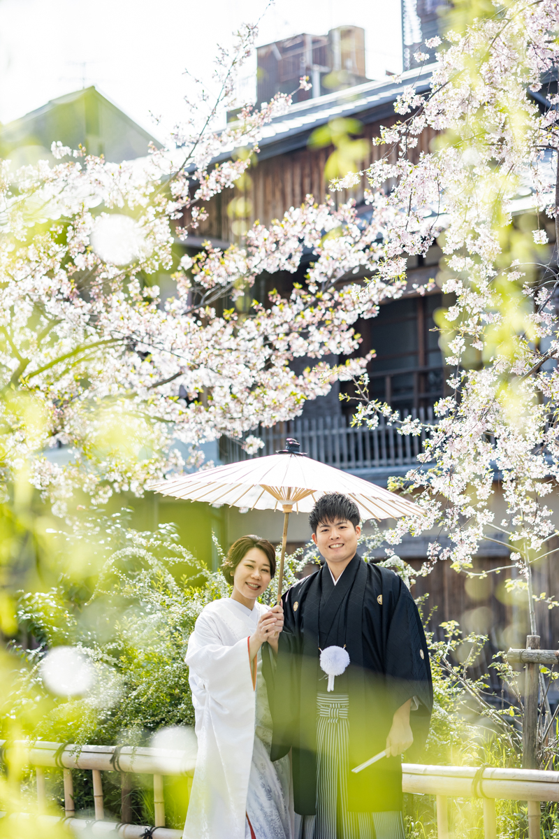 結婚式の和装ロケーション前撮り「祇園の桜」