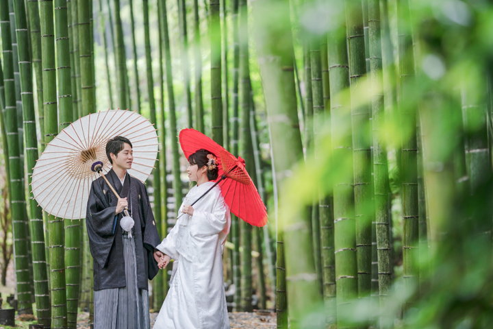 和装前撮り・フォトウェディングは京都の圓光寺の竹林が口コミで人気です