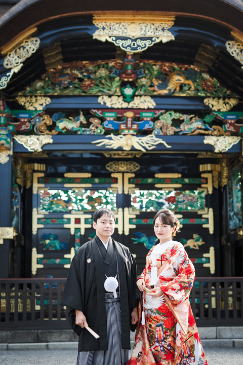 世界遺産の西本願寺の国宝をバックに京都前撮り
