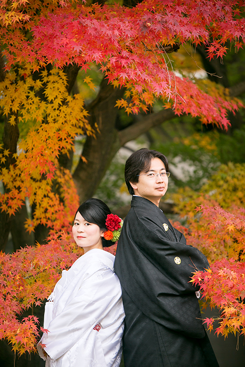 京都　前撮り　紅葉