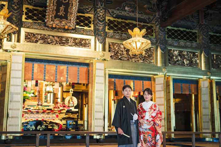 世界遺産の西本願寺・御影堂で京都前撮り