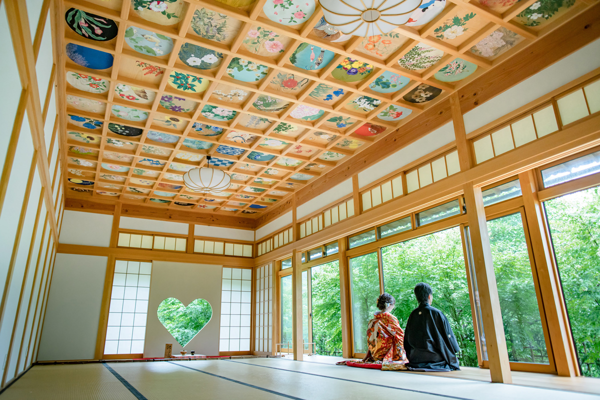 正寿院の風鈴まつり前撮り「緑がきれいなハートの和室の縁側で」