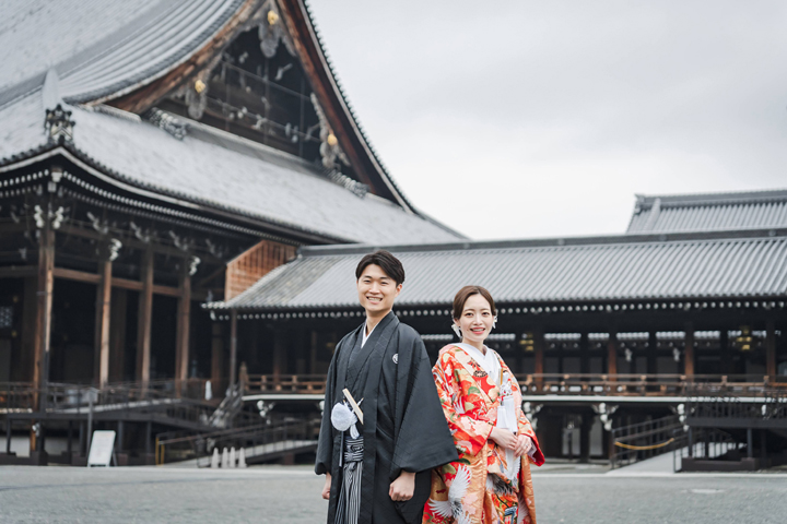 京都和装前撮りは世界遺産の西本願寺がきれい