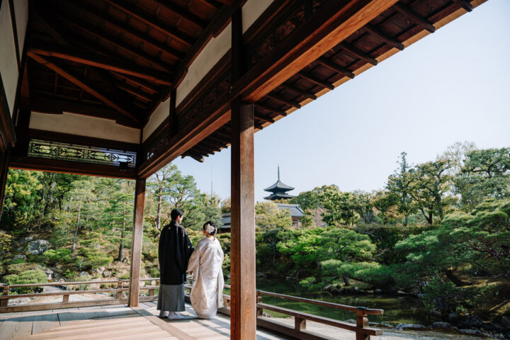 京都・御室仁和寺での和装前撮りは五重塔で撮れる