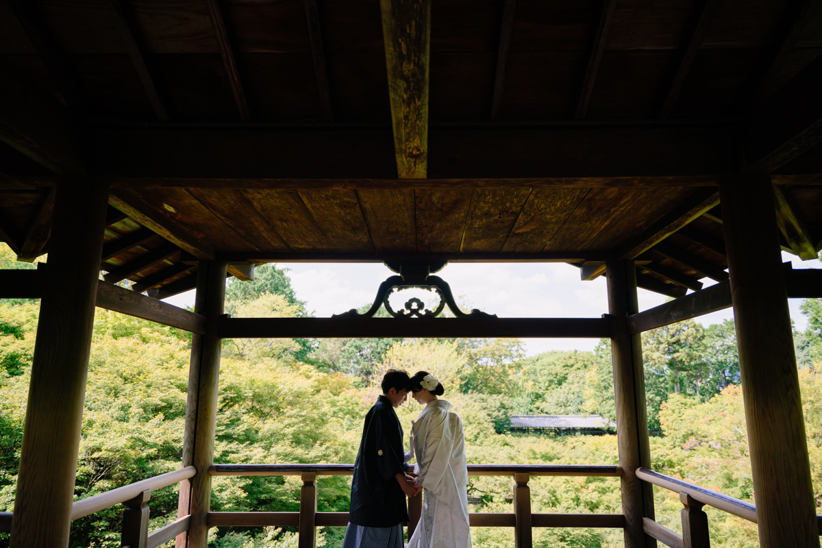 東福寺前撮り「有名な通天橋でシルエット風の写真」