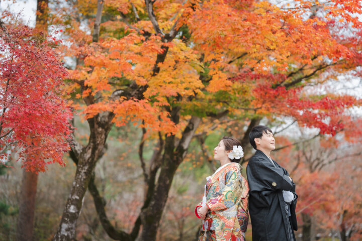 紅葉が美しい世界遺産の京都・御室仁和寺前撮り