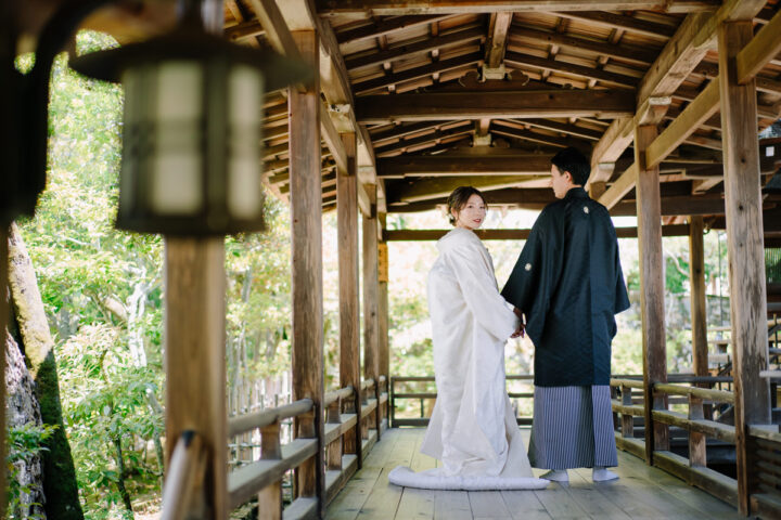 京都の御室仁和寺での前撮りは新緑がきれい