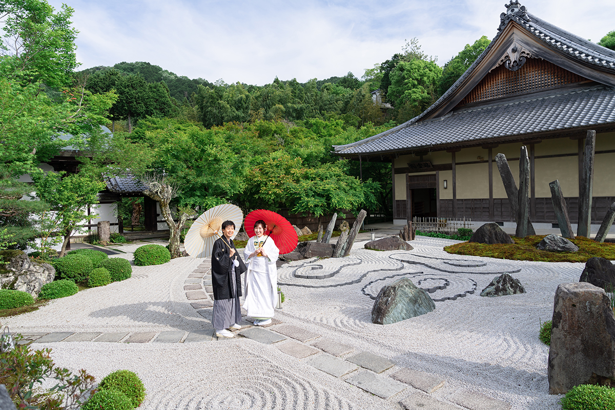 京都・圓光寺の龍の石庭で前撮り