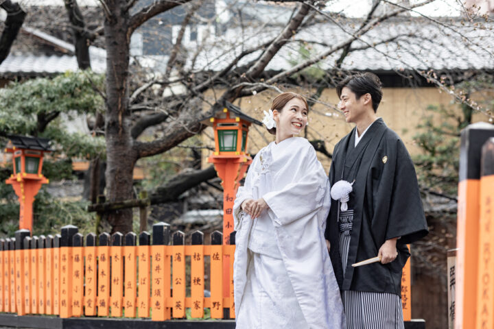 京都の和装前撮りは祇園での白無垢フォトウェディングがかわいい
