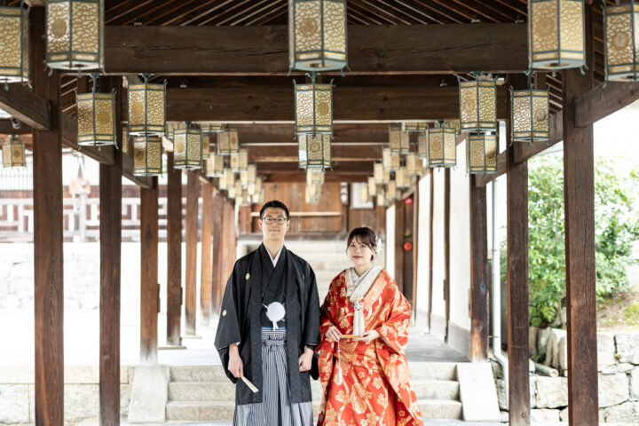 京都萬福寺の和装前撮りで定番ショット