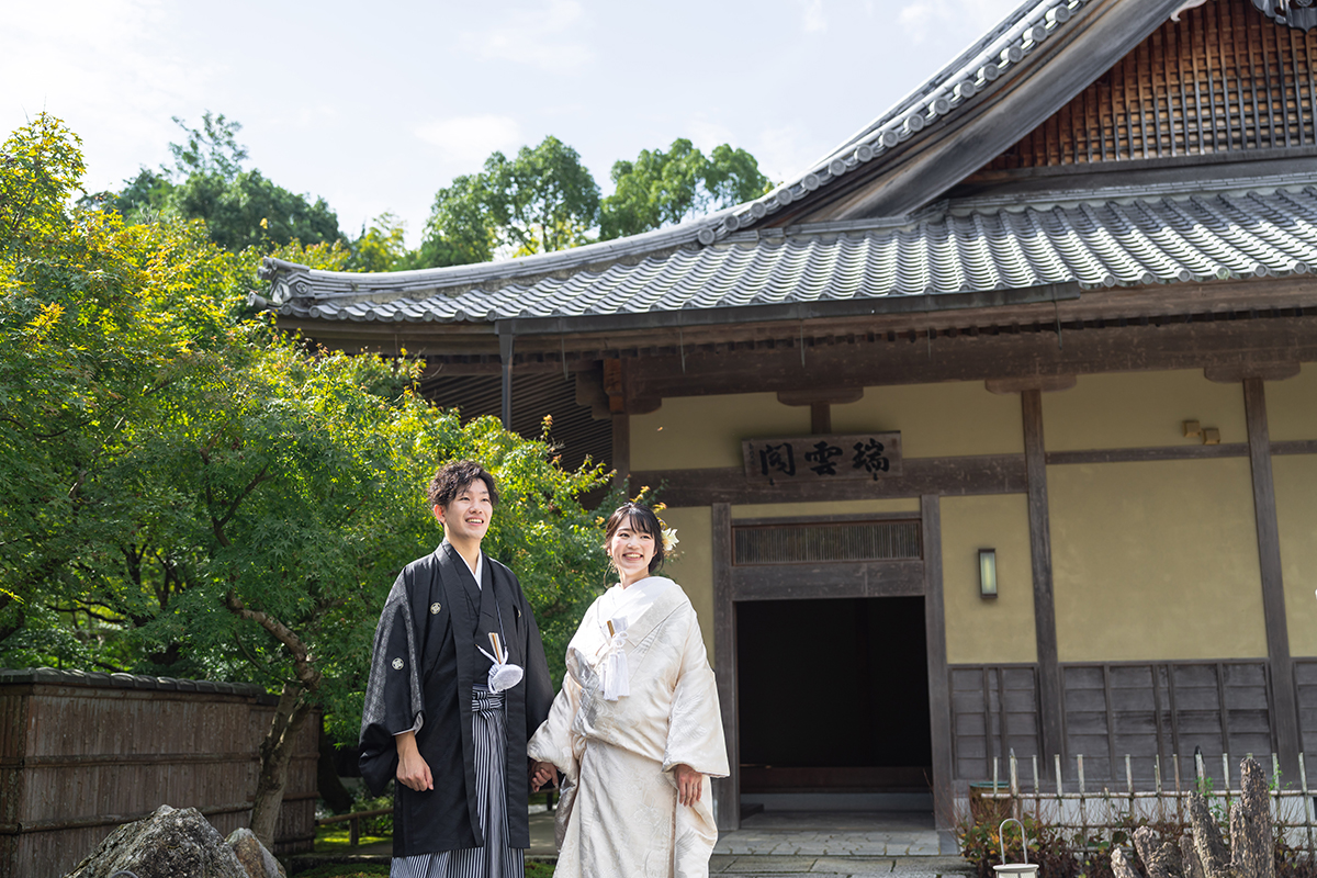京都・圓光寺前撮り「和装姿の新郎新婦」