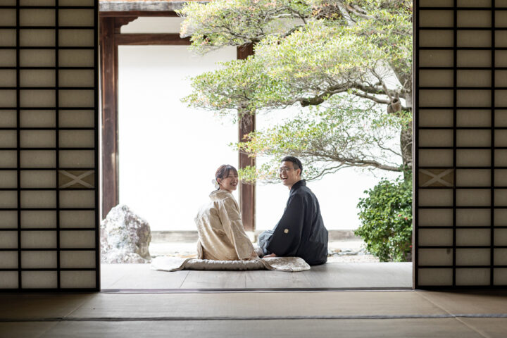 京都の和装前撮りは萬福寺の縁側がきれい
