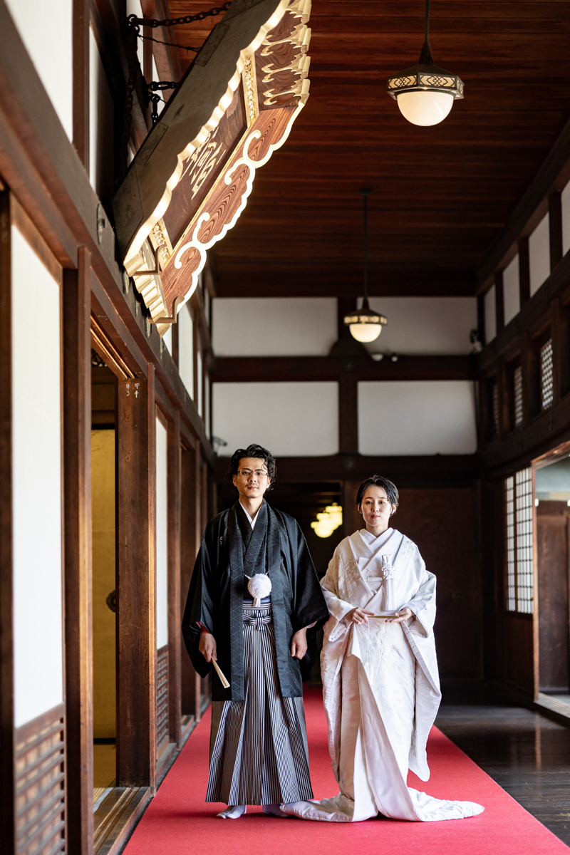 京都で和装前撮り「金戒光明寺の廊下」