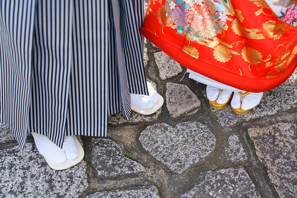京都・圓光寺のハートの石畳で前撮り