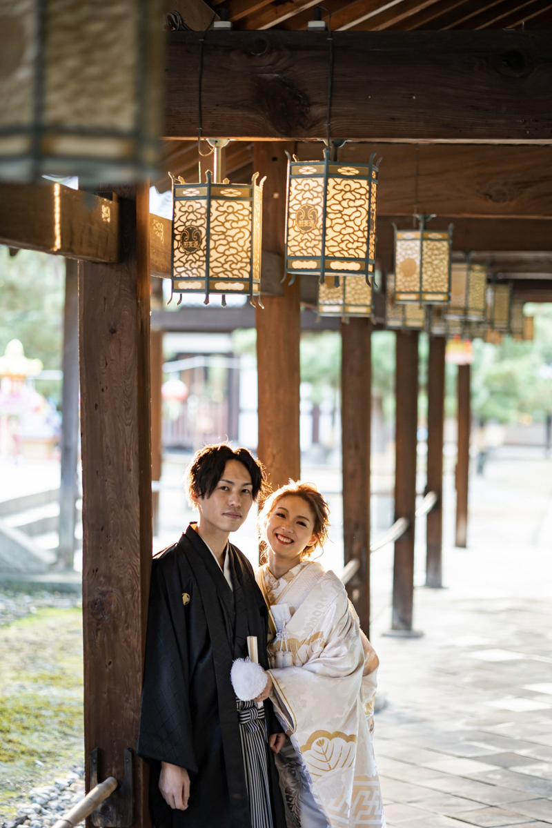 結婚式の和装フォトウェディング「萬福寺の夕陽がきれい」