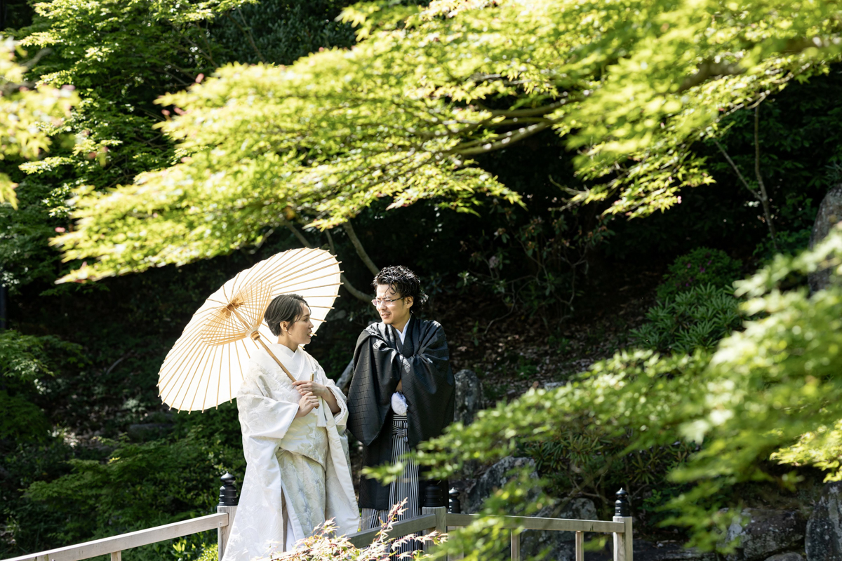 京都で和装前撮り「金戒光明寺の庭園」