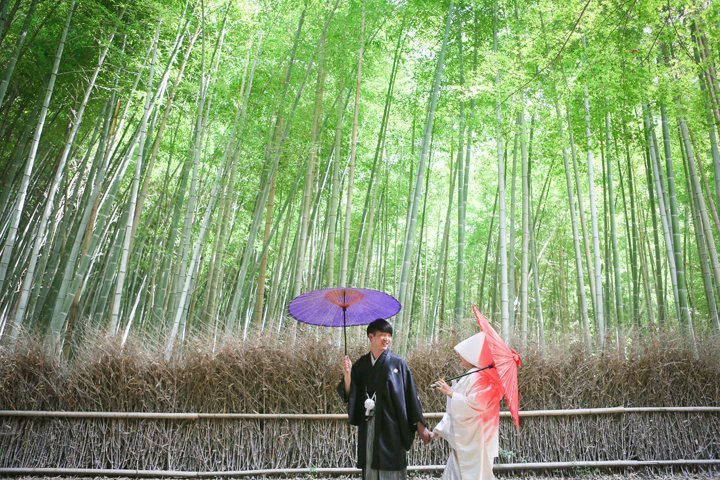 和装前撮り・フォトウェディングは京都の嵐山の竹林がきれい