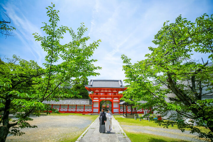 新緑がきれいな京都和装前撮りのロケーション