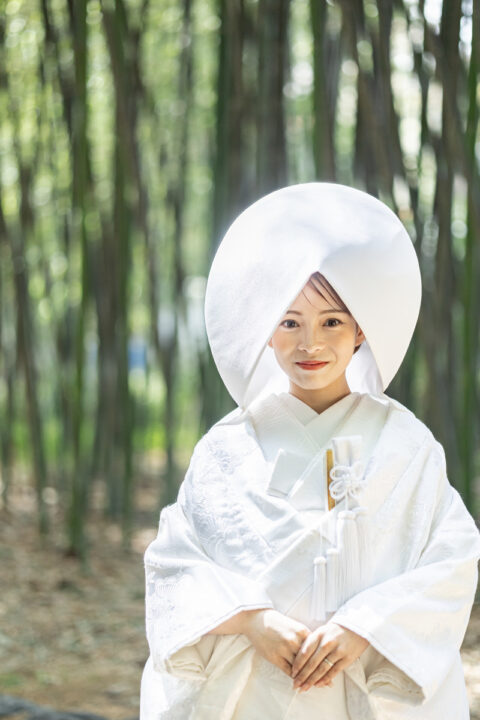 京都前撮りは大覚寺の竹林で白無垢を着るフォトウェディングが人気