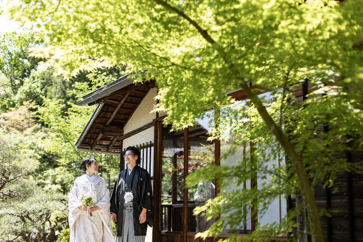 結婚式の和装ロケーション前撮り「金戒光明寺の非公開の庭園」