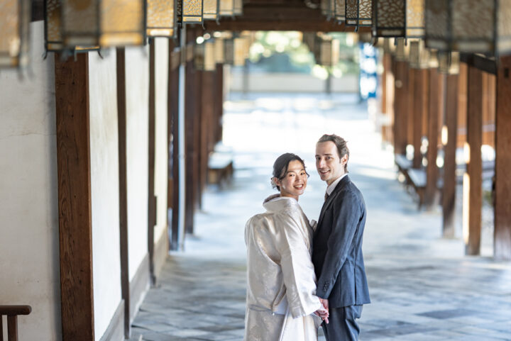 白無垢とスーツで撮影する京都前撮り・フォトウェディング