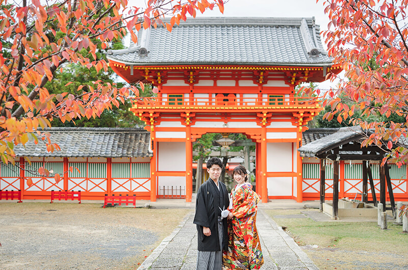 京都の新日吉神宮は人が少ないので、和装前撮りやフォトウェディングのおすすめスポット